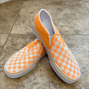 Vans Orange and White Checkered Sneakers